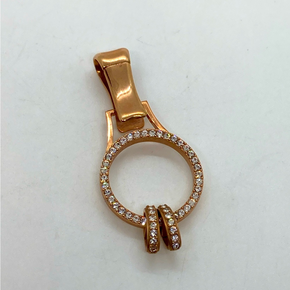 Origami Owl Rose Gold Tone & Swarovski Crystal Circle Landyard | 2” Length
